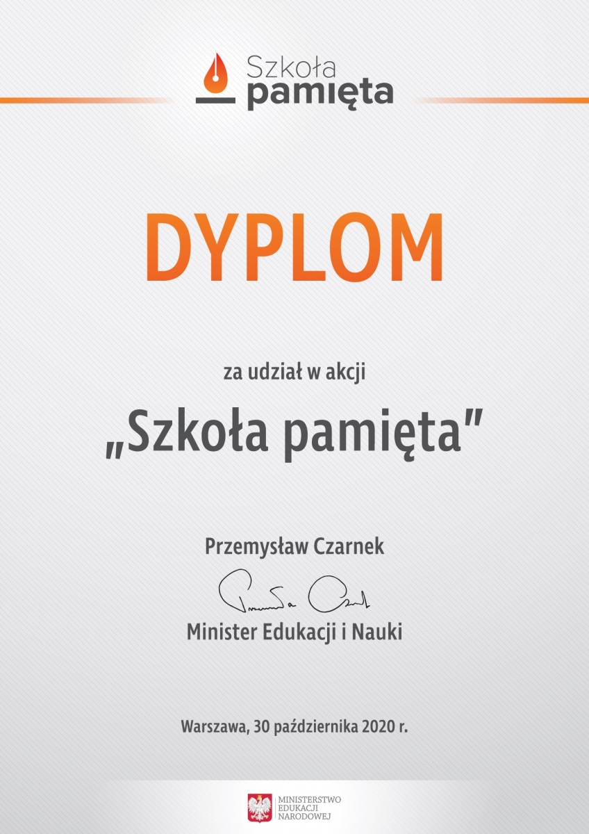 Dyplom Szkoła pamięta